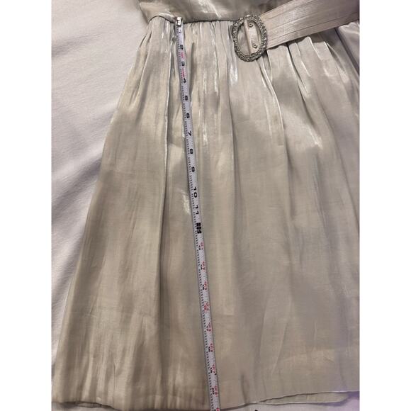 Joseph Ribkoff Dress Vintage Inspired Shimmer Silver Party Open Back - Picture 5 of 16